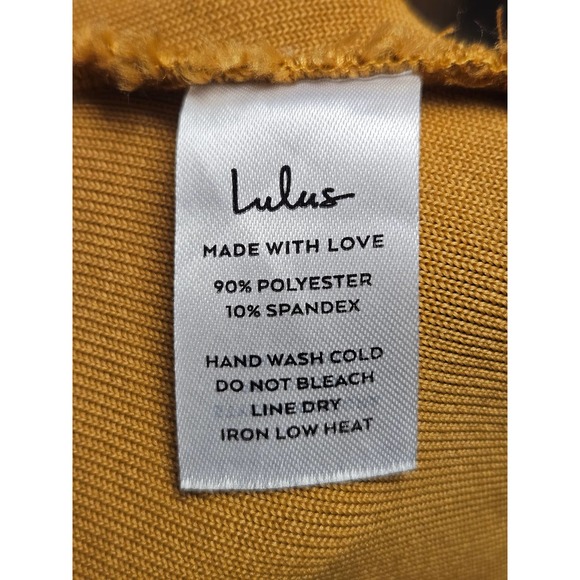 LuLus Yellow Gold BodySuit Leotard Snap Bottom Cutout Top Size Large - Picture 11 of 12